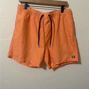Billabong Men’s Coral-Orange Swim Trunks with Black Drawstring